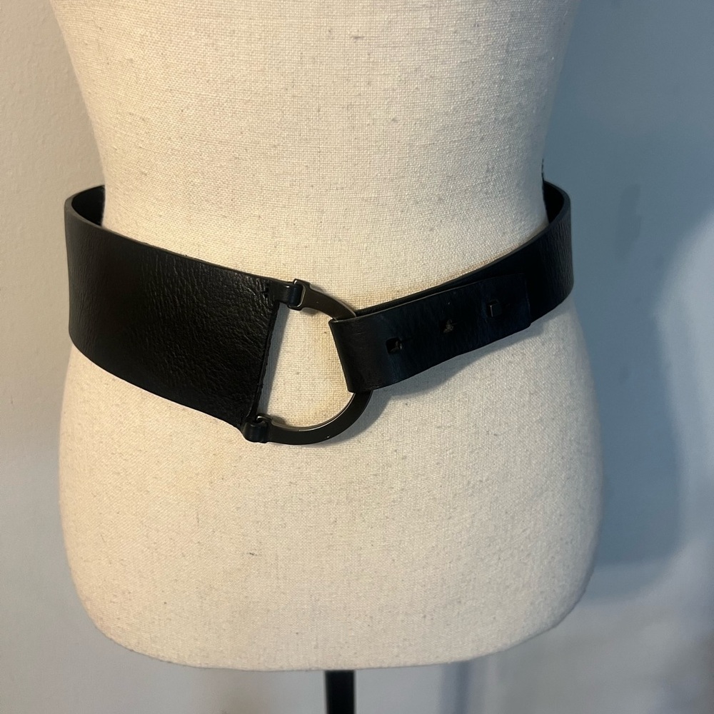 Casual Corner Black Wide Waist Belt with Matte Round Ring - Picture 11 of 11